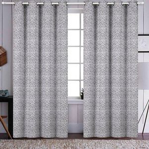 NEW! Beautiful Gray Jacquard Black Out Curtain Set 84 inch Boho Farmhouse